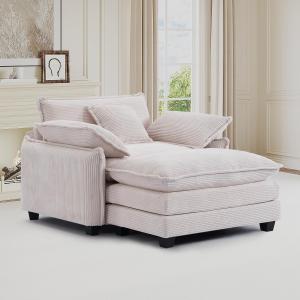 【並行輸入品】LUXSeatful オーバーサイズチェア オットマン付き モダンなコーデュロイソファベッド シングルソファチェア リビングルーム