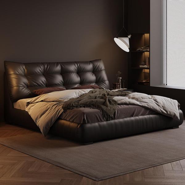 【並行輸入品】 LSIGHTUS Black Modern Genuine Leather Wood...