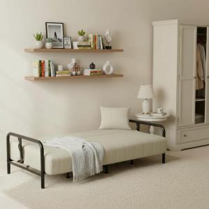 【並行輸入品】 Homy Casa Modern Beige Futon Sofa Bed with Arm, 78.74