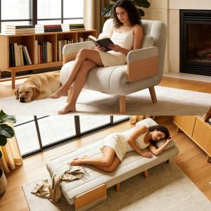 【並行輸入品】 Vakdle Convertible futon Sofa Bed,Adjustable Backrest&Folding Be