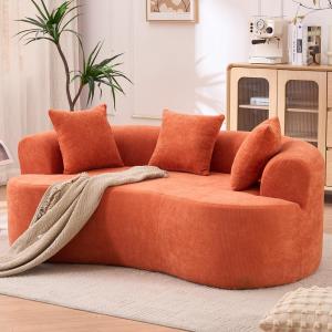【並行輸入品】 67” Curved Loveseat Sofa with Pillows, Small Boneless Couch in a
