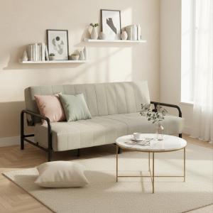 【並行輸入品】 Homy Casa Modern Grey Futon Sofa Bed with Arm, 78.74