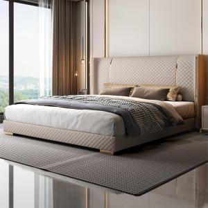 【並行輸入品】 DLCQIJI Minimalist King Size Genuine Leather Bed Upholstered Pla