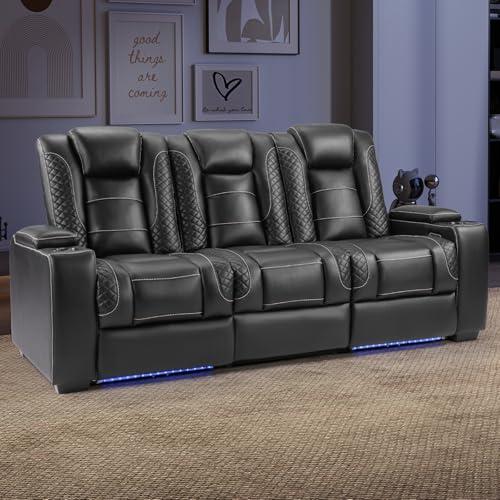 【並行輸入品】 EBELLO Power Reclining Sofa with Adjustabl...