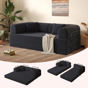 【並行輸入品】 FERONIXA 79'' Folding Sofa Bed, 5 in 1 Convertible Sofa Bed Bone
