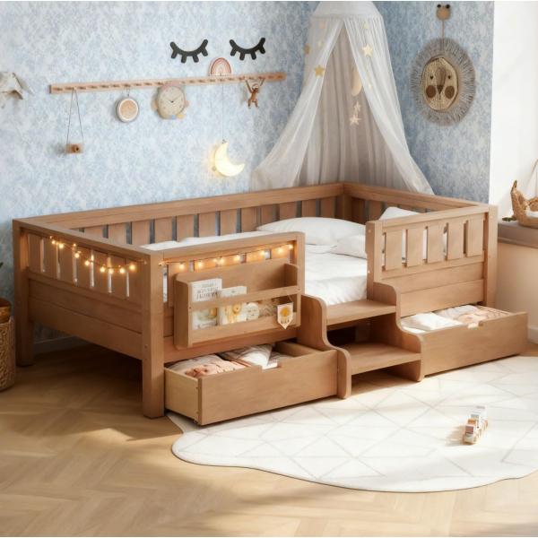 【並行輸入品】 Bellemave Kids Twin Floor Bed with Bookcas...
