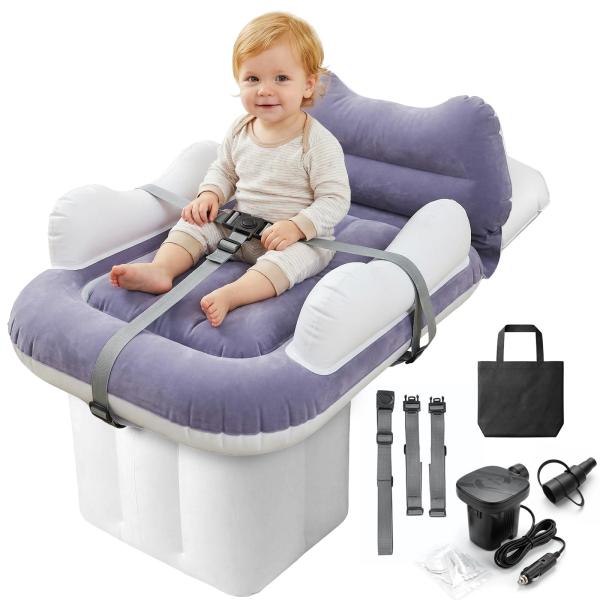 【並行輸入品】インフレータブル幼児用飛行機ベッド、子供用シートエクステンダー、カップホルダー付き、調...