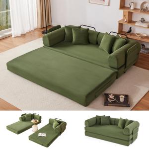 【並行輸入品】 Dowiean 78 Inch Corduroy Convertible Sleeper Sofa Bed, 4 in 1 Ov