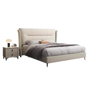 【並行輸入品】 LSIGHTUS Modern Queen Size Genuine Leather Wood Bed Upholstered