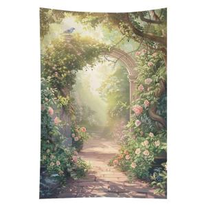 【並行輸入品】 Shrandi Garden Archway with Blooming Roses Tapestry Wall Hanging