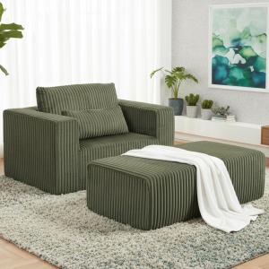 【並行輸入品】 GDFStudio Full Foam Boneless Sofa with Ottoman, Compressed Cloud