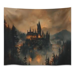 【並行輸入品】 Vintage Moody Spooky Wizard Architecture Print Tapestry Dark Aca
