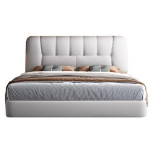 【並行輸入品】 LSIGHTUS Modern Queen Size Genuine Leather Bed Set Upholstered P