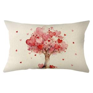 【並行輸入品】Ogiselestyle バレンタインデー ラブ ハート ツリー スローピローカバー、12 x 20 インチ 花柄 記念日 ウェデ