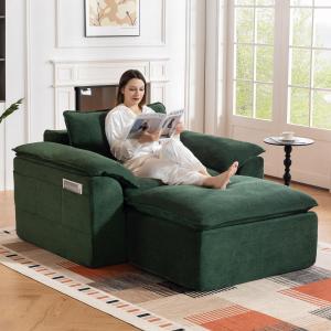 【並行輸入品】YKVIQBY 寝椅子屋内用ラウンジチェア 56インチ 特大シェニール織布張り骨なしソファベッド ディープシート スリーパー カウ