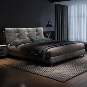 【並行輸入品】 LSIGHTUS Gray Queen Size Genuine Leather Bed Upholstered Platfor