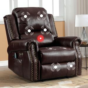 【並行輸入品】 CANMOV Power Recliner Chair with Massage and Heat, Faux Leather
