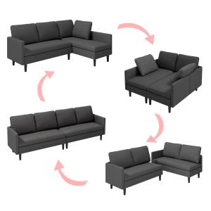 【並行輸入品】 Gizoon 104''in Sectional Sofa, 4 seat Sectional Couch, Convertib