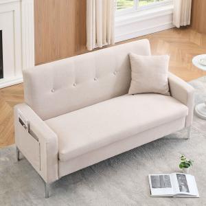 【並行輸入品】 Anwick Velvet Fabric Small Loveseat Sofa Couch with Storage, 57‘