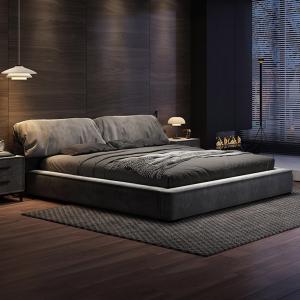 【並行輸入品】 DLCQIJI Gray King Size Upholstered Platform Bed Frame with Wingb