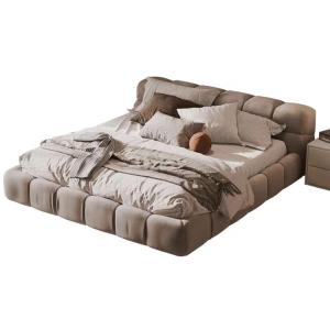 【並行輸入品】 HONGYISHI King Size Genuine Leather Bed Upholstered Platform Bed