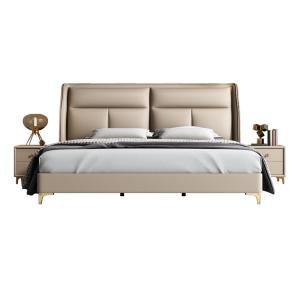【並行輸入品】 HONGYISHI Modern King Size Genuine Leather Bed Upholstered Platf