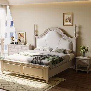 【並行輸入品】 HONGYISHI King Size Genuine Leather Wood Bed Upholstered Platfor