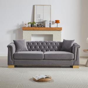 【並行輸入品】 84 inch Velvet Chesterfield Sofa, Oversized Luxury Modern Button
