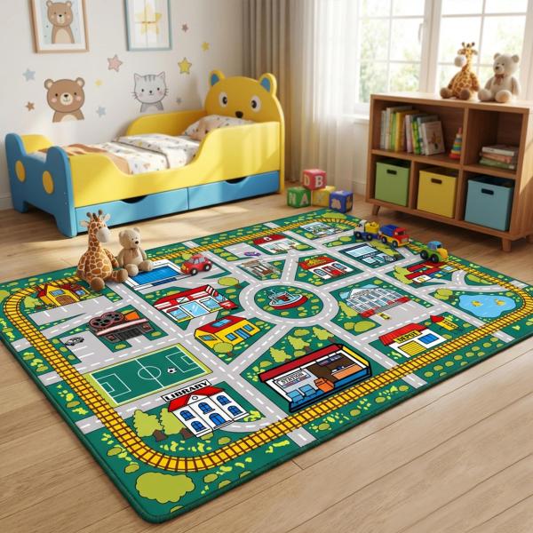【並行輸入品】 Plyra Kids Car Road Rug (3x5 Ft), Non Slip...