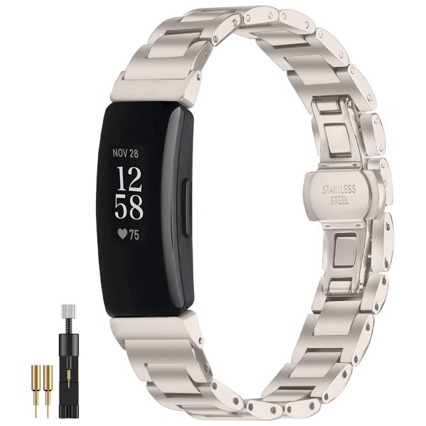 【並行輸入品】NINKI Fitbit Inspire 2用バンド、ソリッドステンレススチールメタル...