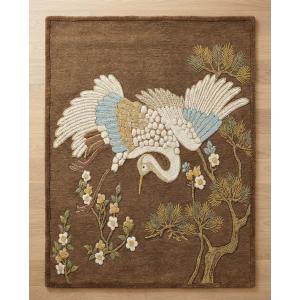 【並行輸入品】 RUGORIA Hand Tufted 100% Wool Area Rug, Crane Bird Floral Patter
