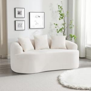 【並行輸入品】65インチ 骨なしラブシートソファカウチ、モダンで快適なカーブしたクラウドソファ、シェニール織の深いシートラブシートソファ、リビン