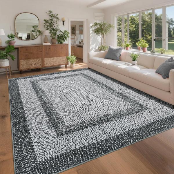 【並行輸入品】 COZYLOOM Braided Printed Kids Room Rug 10x...