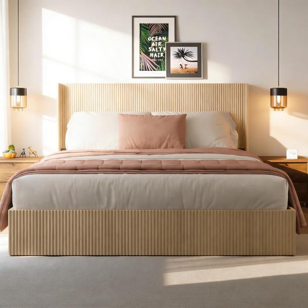 【並行輸入品】 FUvellamo King Storage Platform Bed Frame ...
