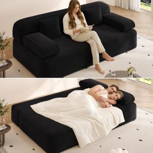【並行輸入品】 LuxyHoom 78.7'' Boneless Couches Queen, Corduroy Futon Sofa Bed,
