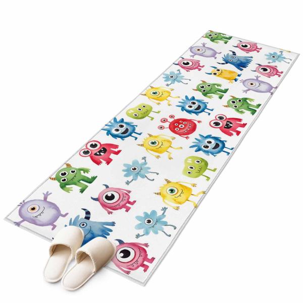 【並行輸入品】 Colorful Monsters Runner Rug 2x6 Washable ...