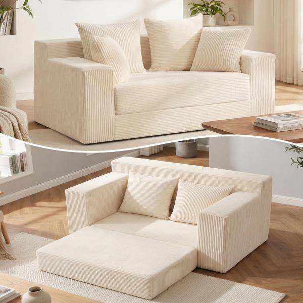 【並行輸入品】AOLVDOW コンバーチブルソファベッド、5イン1 スモールボーンレスカウチ プルア...