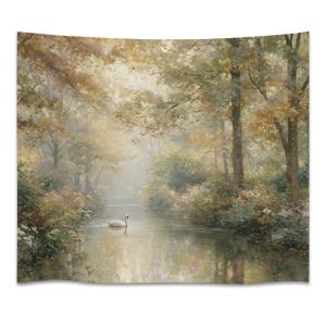 【並行輸入品】 Romantic Rustic Woodland Animals Art Tapestry Vintage Swimming S