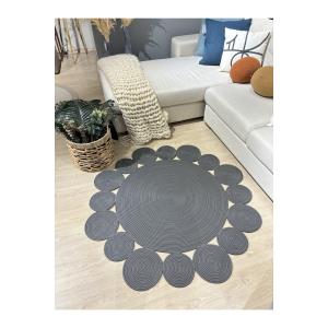 【並行輸入品】 Jute Braided Round Area Rug 90x90cm Hand Woven Reversible Bohemi