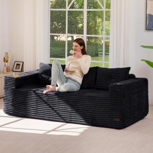 【並行輸入品】MAXYOYO 79インチ オーバーサイズ 骨なし ラブシート ソファソファ 小さなスペース用 ミニラブシート フロアソファ カッ