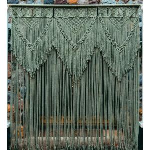 【並行輸入品】 SN HANDICRAFTS Green Hanging Handmade Macrame Large Curtain Bohe