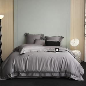 【並行輸入品】プレミアムコットン シンプル 無地 ソフト 寝具セット クイーン キングサイズ 羽毛布団カバーセット ベッドシーツ/フィットシーツ