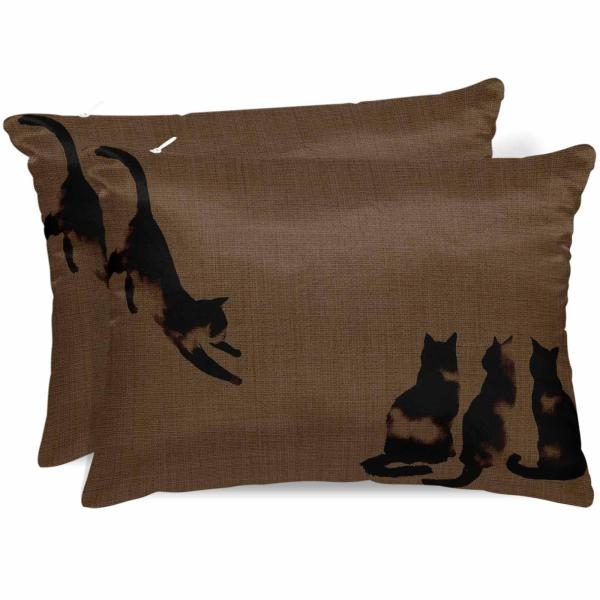 【並行輸入品】 Black Brown Cat Pillow Cases Standard Size...