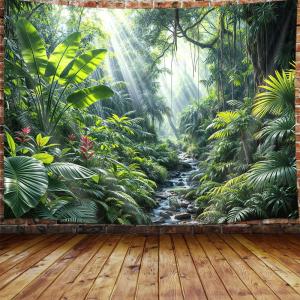 【並行輸入品】 JAWO Green Plant Tapestry, Aesthetic Banana Palm Tree Leaves Wal