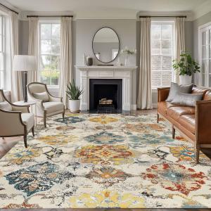 【並行輸入品】 Bohemian Texture 8'x10' Large Area Rugs, Vintage Brown Morocco P