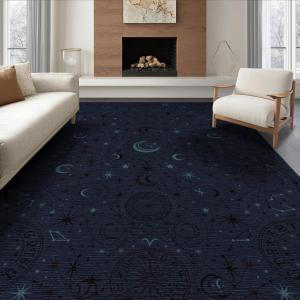 【並行輸入品】 ODIKA 6'x9' Washable Flatwoven Rug, Navy Blue Bohemian Medallion