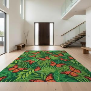 【並行輸入品】 Design&I 9'x12' Smooth Finish Bohemian Leaf Foldable Mat, Green