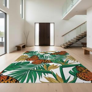 【並行輸入品】 Design&I 6'x9' Easy Clean Bohemian Butterfly Room Rug, Green Sle
