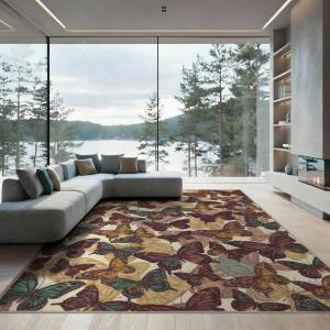 【並行輸入品】 ODIKA 9'x12' Washable Bohemian Butterfly Oversized Rug, Cream No