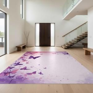 【並行輸入品】 Design&I 8'x10' Easy Clean Bohemian Botanical Massive Rug, Purpl